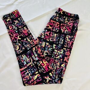 LulaRoe Leggings Aztec Colorful Red Black Pink Yellow Blue 0652